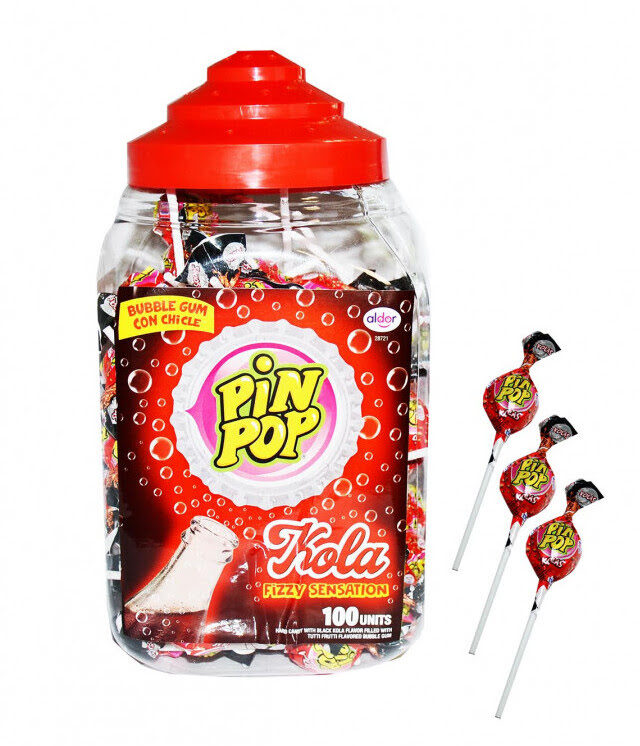 Lollipops filled with chewing gum Pin Pop Kola 100 pcs. x 17 gr.